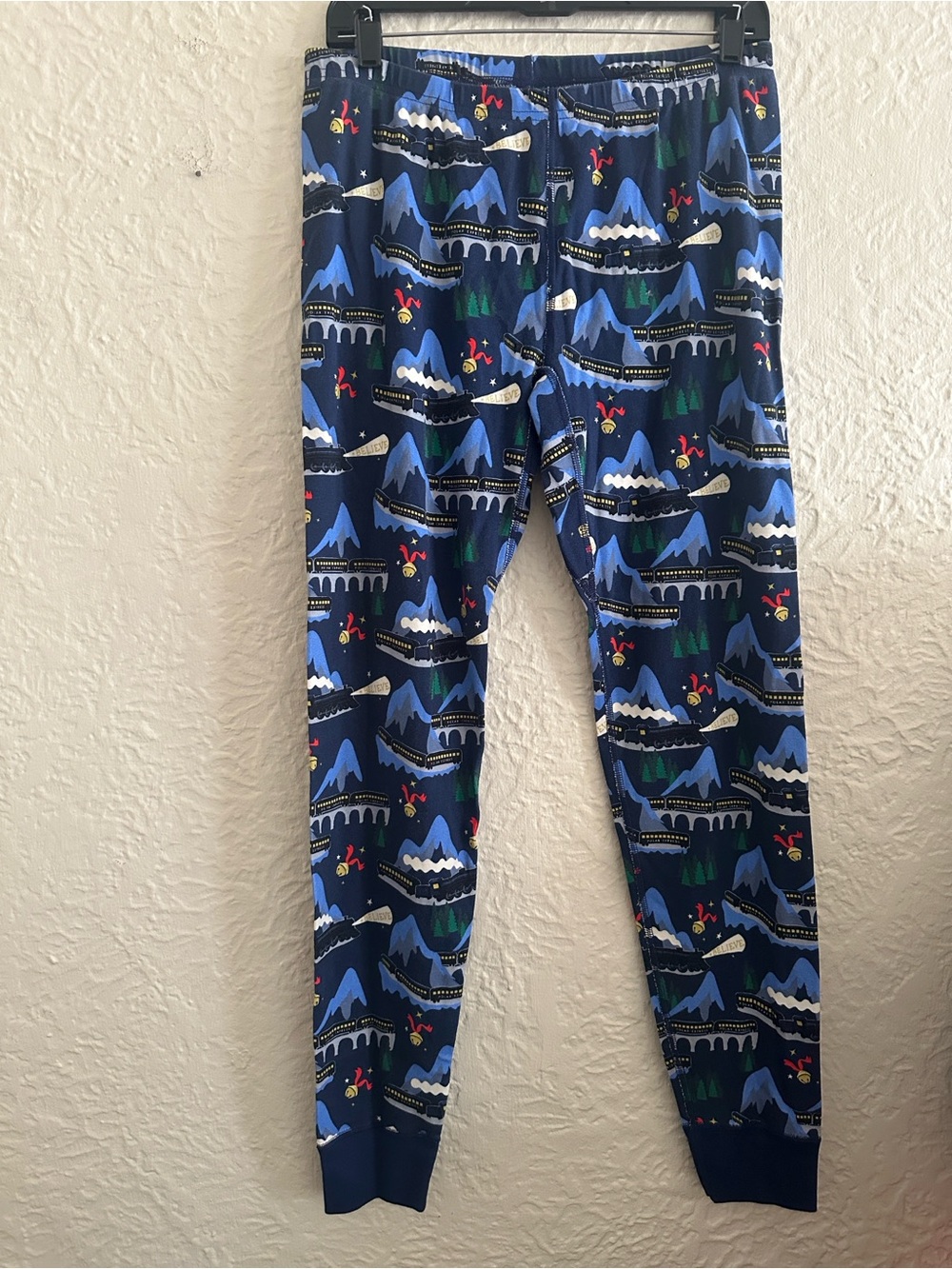 Hanna Andersson Polar Express Pajama Pants with Mountain and Train Print Large